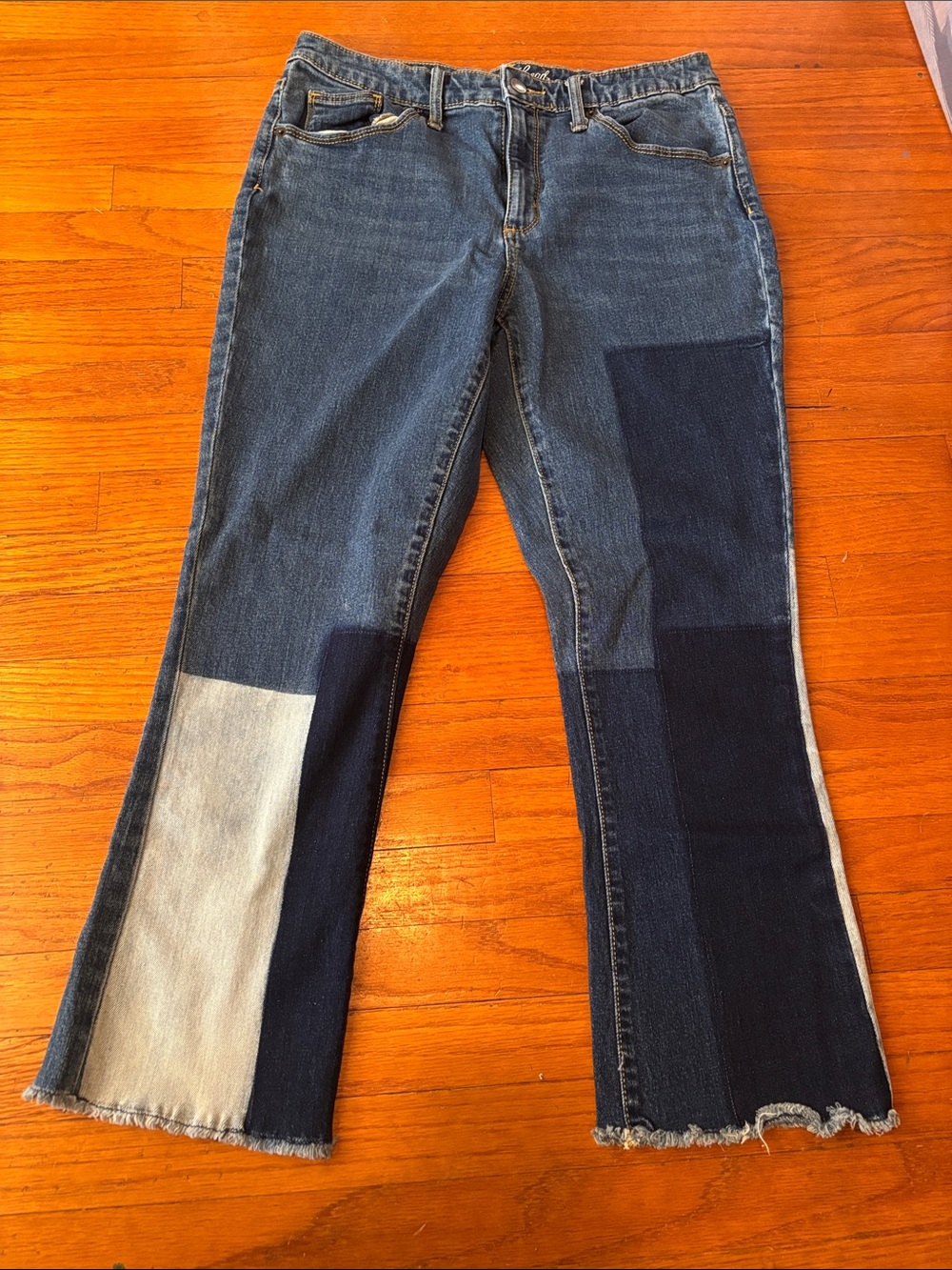 Universal Thread High Rise Kick Boot Crop Patchwork Jeans 70s